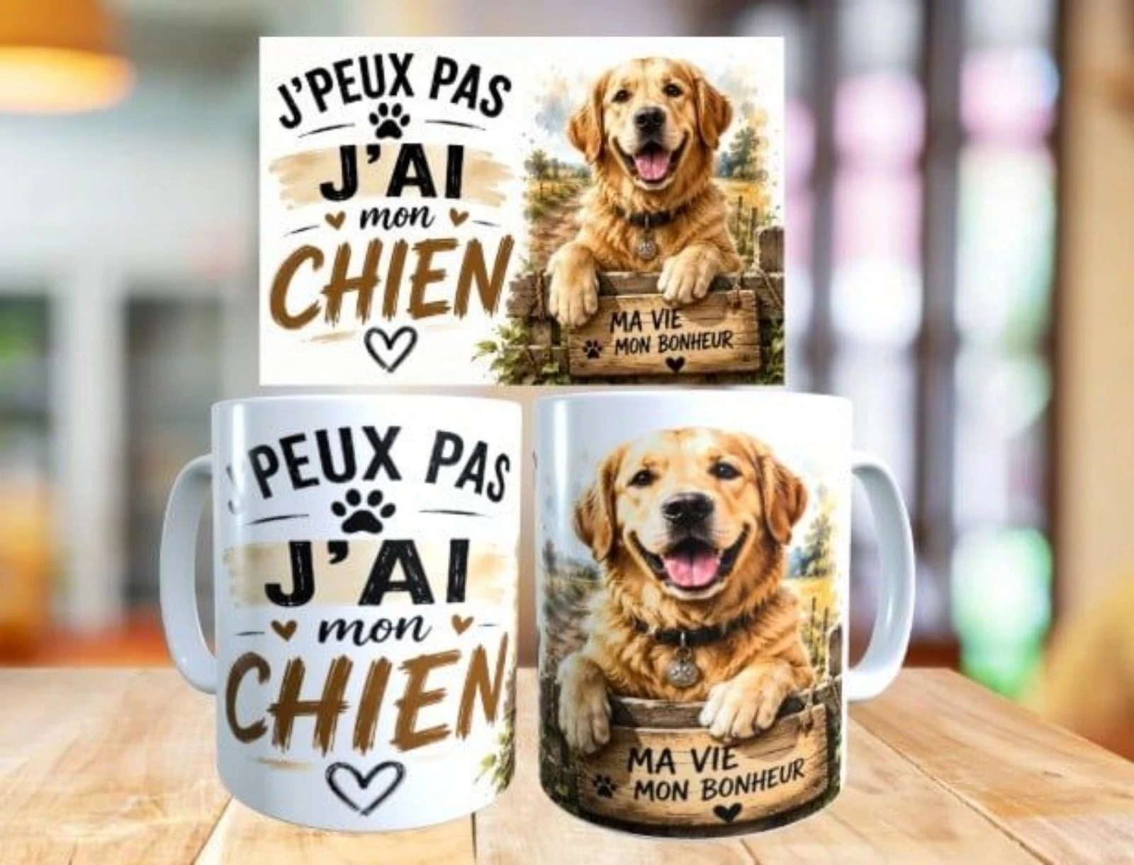 Mug humour, j'peux pas j'ai mon chien